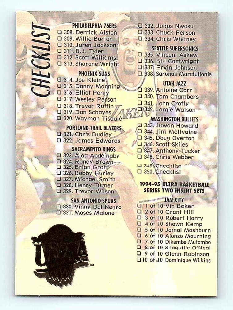 Fleer Ultra Series Checklist Checklist