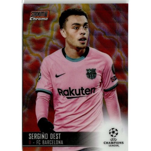 2020-21 Topps Stadium Club Chrome UEFA Champions League Orange/Yellow Electric Wave #16 Sergi?o Dest 