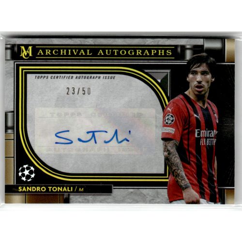 2021 Topps Museum Collection UEFA Champions League Archival Autographs Gold #AA-ST Sandro Tonali 23/50