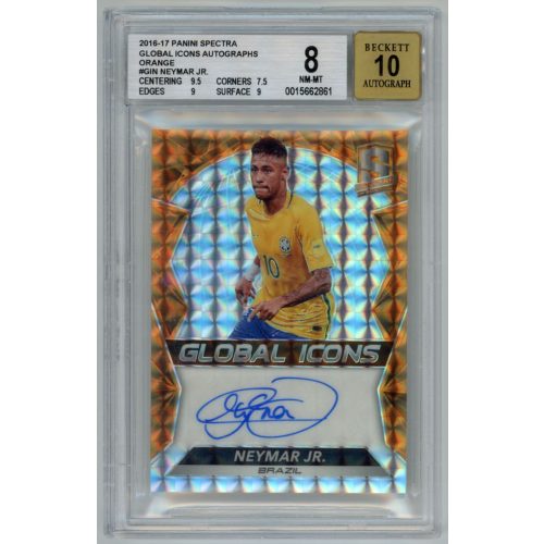 2016 Panini Spectra Global Icons Autographs Orange BGS - 8 NM-MT ( AU 10 ) #GI-N Neymar Jr. 01/10