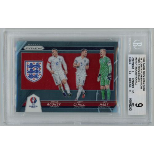 2016 Panini Prizm UEFA Euro '16 Country Combinations Triple Prizms Black BGS - 9 Mint #6 Joe Hart/Wayne Rooney/Gary Cahill 1/1