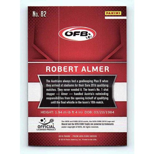 2016 Panini Panini Uefa Euro Prizm Base #82 Robert Almert