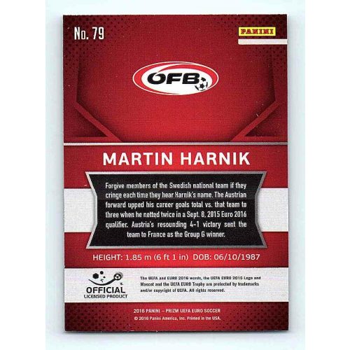 2016 Panini Panini Uefa Euro Prizm Base #79 Martin Harnik