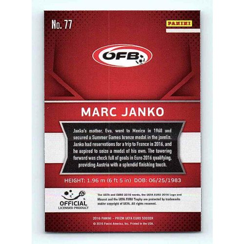 2016 Panini Panini Uefa Euro Prizm Base #77 Marc Janko