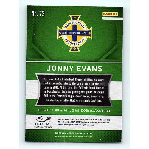 2016 Panini Panini Uefa Euro Prizm Base #73 Jonny Evans