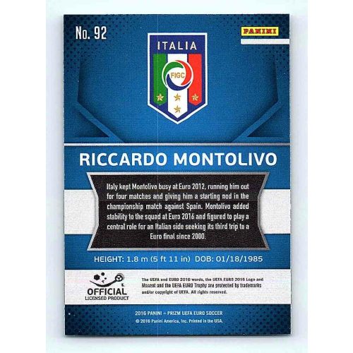 2016 Panini Panini Uefa Euro Prizm Base #92 Riccardo Montolivo