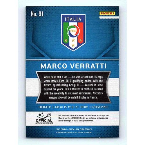 2016 Panini Panini Uefa Euro Prizm Base #91 Marco Verratti