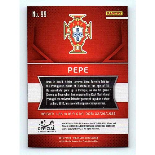 2016 Panini Panini Uefa Euro Prizm Base #99 Pepe