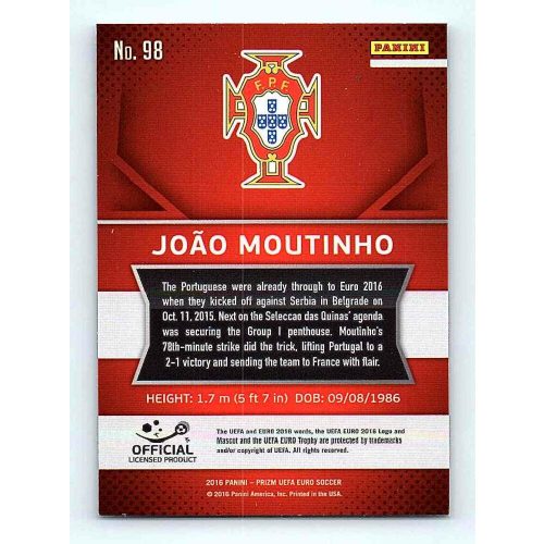 2016 Panini Panini Uefa Euro Prizm Base #98 Joao Moutinho