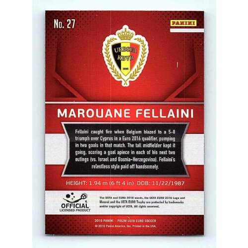 2016 Panini Panini Uefa Euro Prizm Base #27 Marouane Fellaini