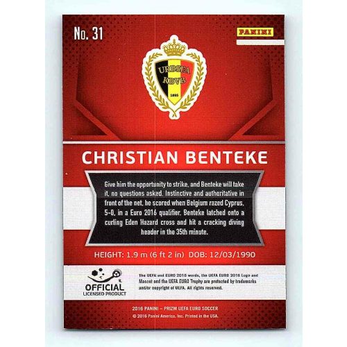 2016 Panini Panini Uefa Euro Prizm Base #31 Christian Benteke