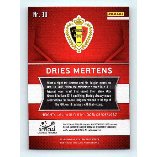 2016 Panini Panini Uefa Euro Prizm Base #30 Dries Mertens