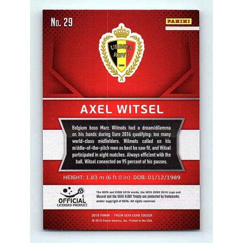 2016 Panini Panini Uefa Euro Prizm Base #29 Axel Witsel