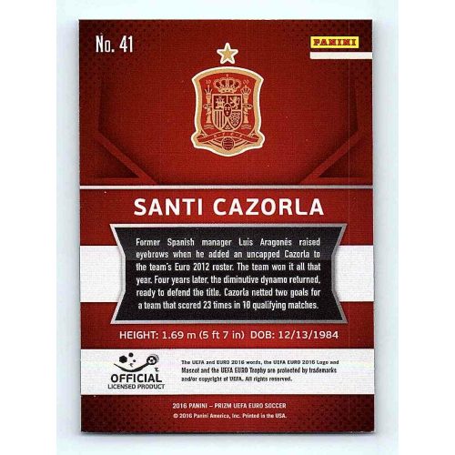 2016 Panini Panini Uefa Euro Prizm Base #41 Santi Cazorla