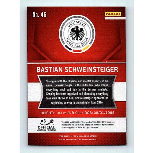 2016 Panini Panini Uefa Euro Prizm Base #46 Bastian Schweinsteiger