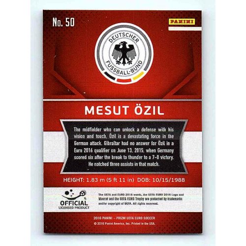 2016 Panini Panini Uefa Euro Prizm Base #50 Mesut Ozil