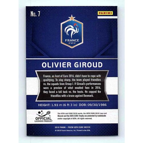 2016 Panini Panini Uefa Euro Prizm Base #7 Olivier Giroud