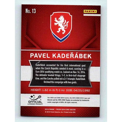 2016 Panini Panini Uefa Euro Prizm Base #13 Pavel Kaderabek