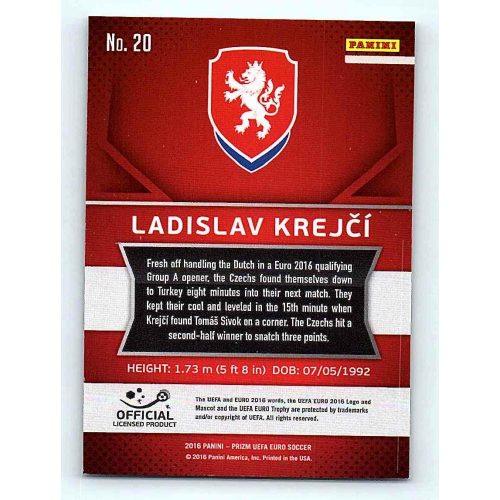 2016 Panini Panini Uefa Euro Prizm Base #20 Ladislav Krejci