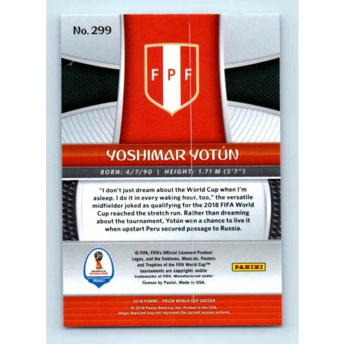 2017-18 Panini Prizm World Cup Soccer Base #299 Yoshimar Yotun