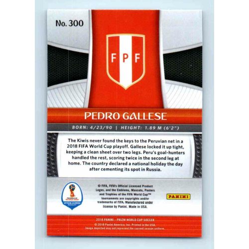 2017-18 Panini Prizm World Cup Soccer Base #300 Pedro Gallese