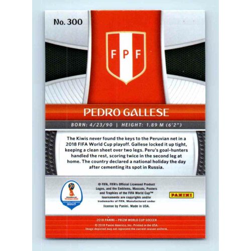 2017-18 Panini Prizm World Cup Soccer Base #300 Pedro Gallese