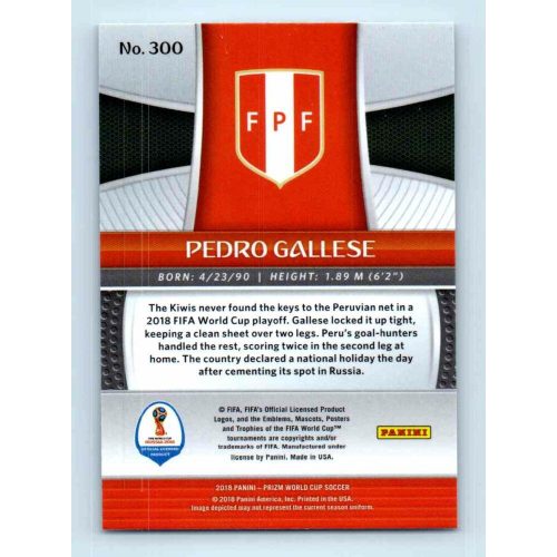 2017-18 Panini Prizm World Cup Soccer Base #300 Pedro Gallese