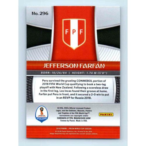 2017-18 Panini Prizm World Cup Soccer Base #296 Jefferson Farfan