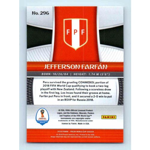 2017-18 Panini Prizm World Cup Soccer Base #296 Jefferson Farfan