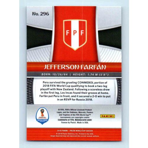 2017-18 Panini Prizm World Cup Soccer Base #296 Jefferson Farfan