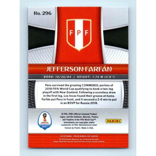 2017-18 Panini Prizm World Cup Soccer Base #296 Jefferson Farfan