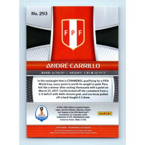 2017-18 Panini Prizm World Cup Soccer Base #293 Andre Carrillo