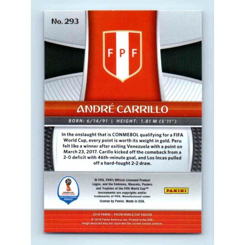 2017-18 Panini Prizm World Cup Soccer Base #293 Andre Carrillo