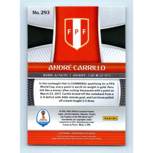 2017-18 Panini Prizm World Cup Soccer Base #293 Andre Carrillo