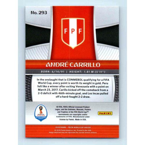 2017-18 Panini Prizm World Cup Soccer Base #293 Andre Carrillo