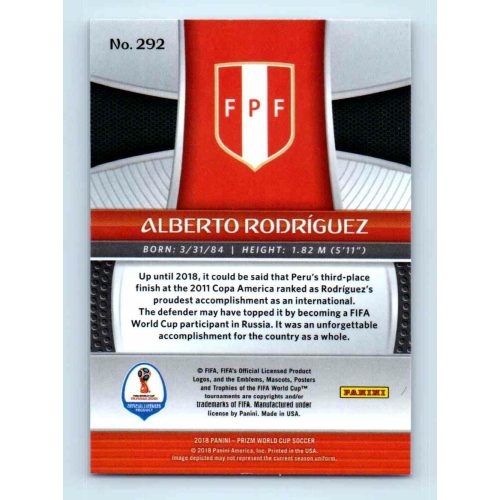 2017-18 Panini Prizm World Cup Soccer Base #292 Alberto Rodriguez