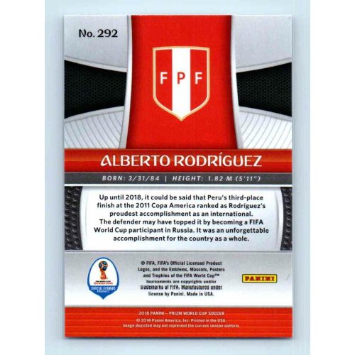 2017-18 Panini Prizm World Cup Soccer Base #292 Alberto Rodriguez