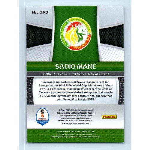 2017-18 Panini Prizm World Cup Soccer Base #282 Sadio Mane