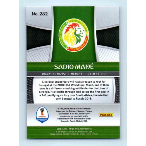 2017-18 Panini Prizm World Cup Soccer Base #282 Sadio Mane