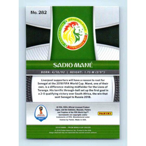 2017-18 Panini Prizm World Cup Soccer Base #282 Sadio Mane