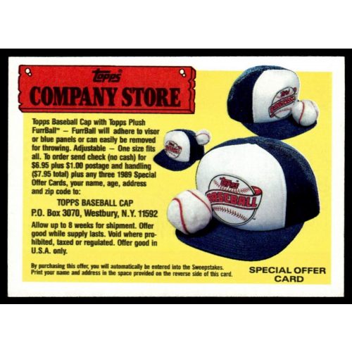 1990-1991 Topps Company Store  #NNO Baseball Cap Offer