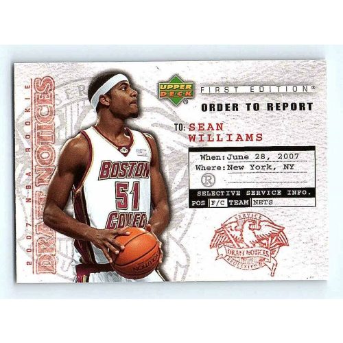 2007-08 Upper Deck First Edition Draft Notices #DN17 Sean Williams RC