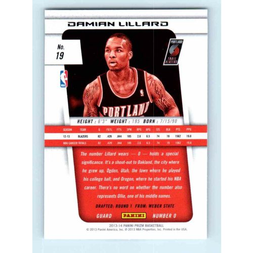 2013-14 Panini Prizm Base #19 Damian Lillard