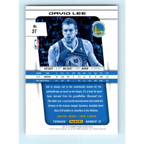 2013-14 Panini Prizm Base #51 David Lee