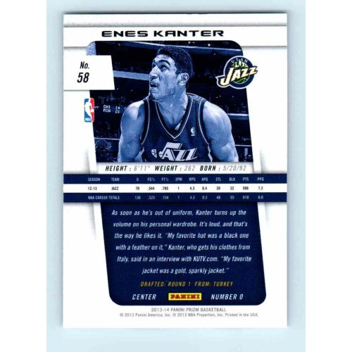 2013-14 Panini Prizm Base #58 Enes Kanter