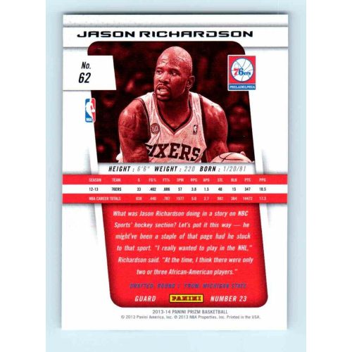 2013-14 Panini Prizm Base #62 Jason Richardson