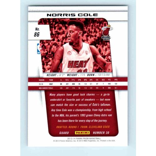 2013-14 Panini Prizm Base #86 Norris Cole