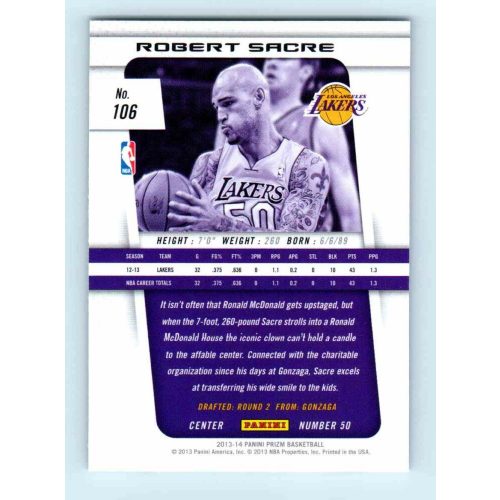 2013-14 Panini Prizm Base #106 Robert Sacre