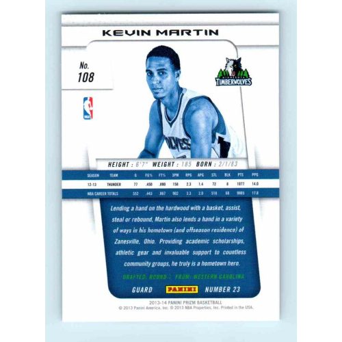 2013-14 Panini Prizm Base #108 Kevin Martin