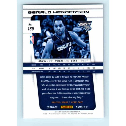 2013-14 Panini Prizm Base #180 Gerald Henderson